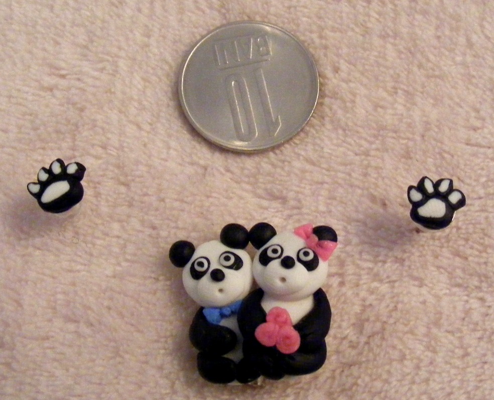 brosa cercei handmade fimo ursuleti panda